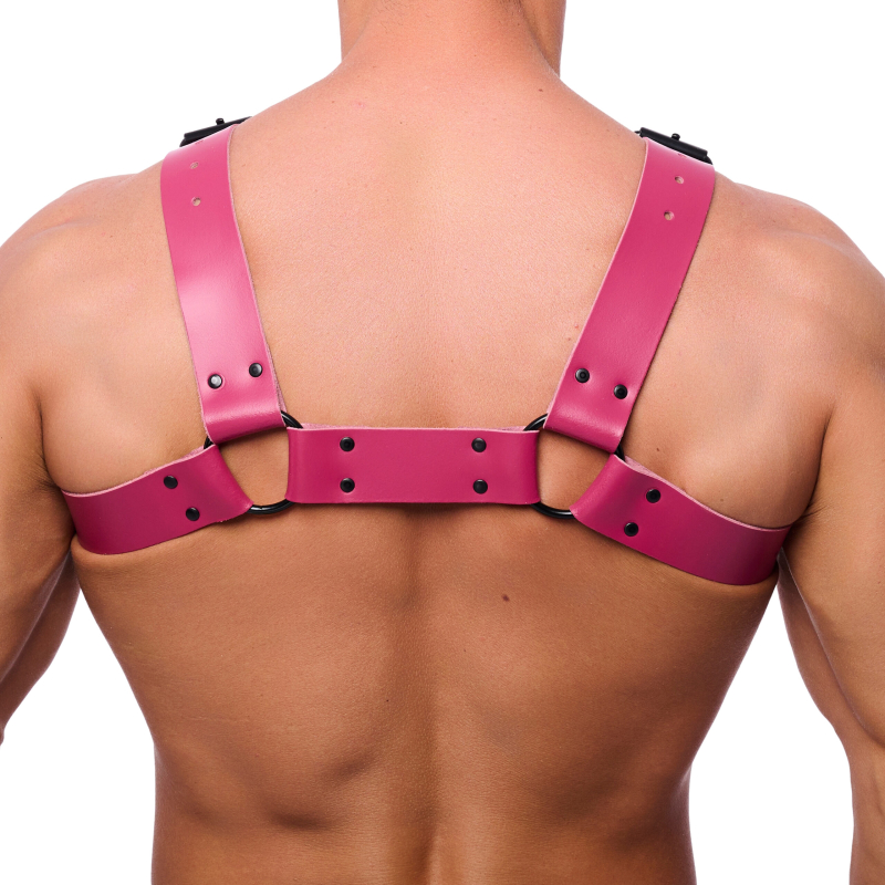 harnais en cuir bulldog rose 3 scaled