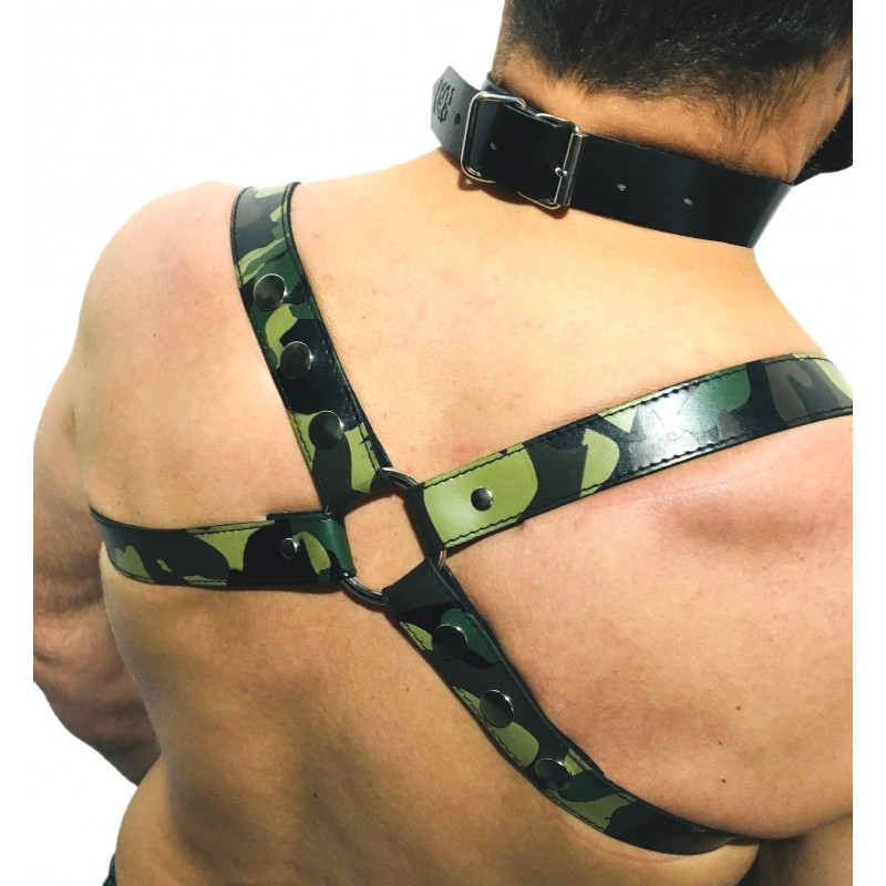 harnais en cuir camouflage accessoires noir 5