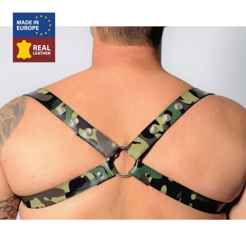 harnais en cuir camouflage accessoires noir