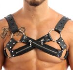 harnais en neoprene cross body zip noir