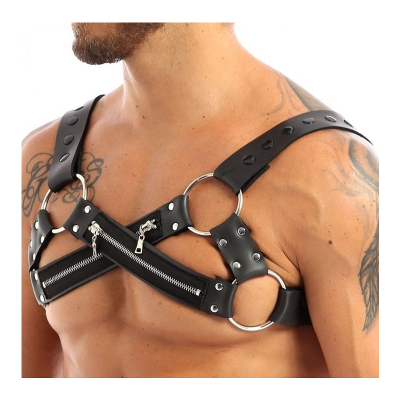 harnais en neoprene cross body zip noir 2