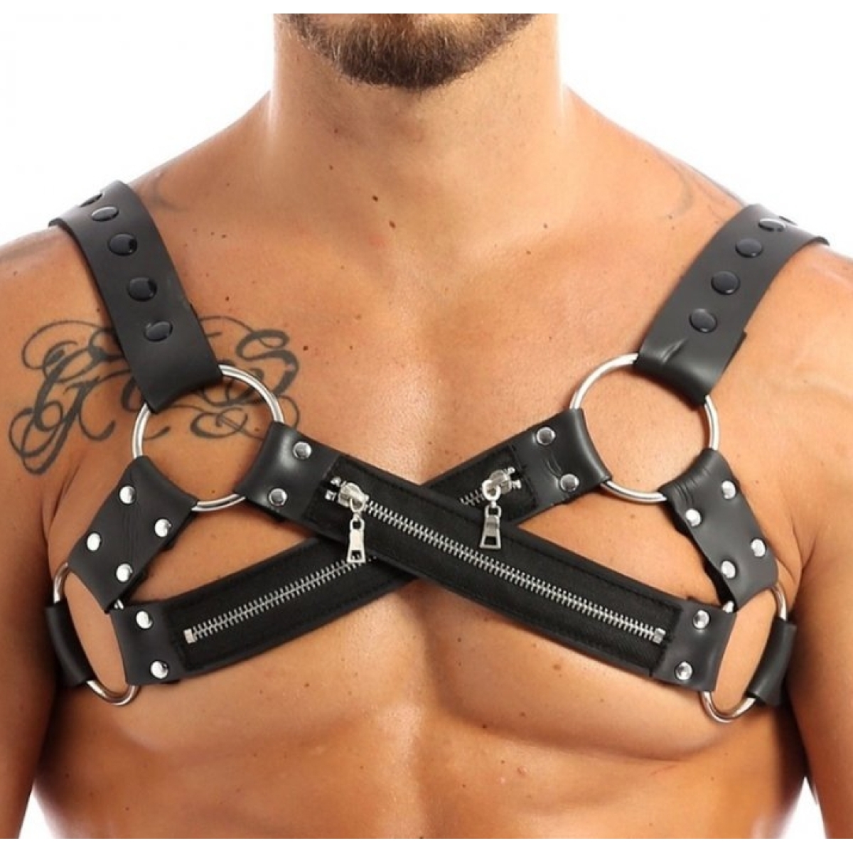 harnais en neoprene cross body zip noir 5