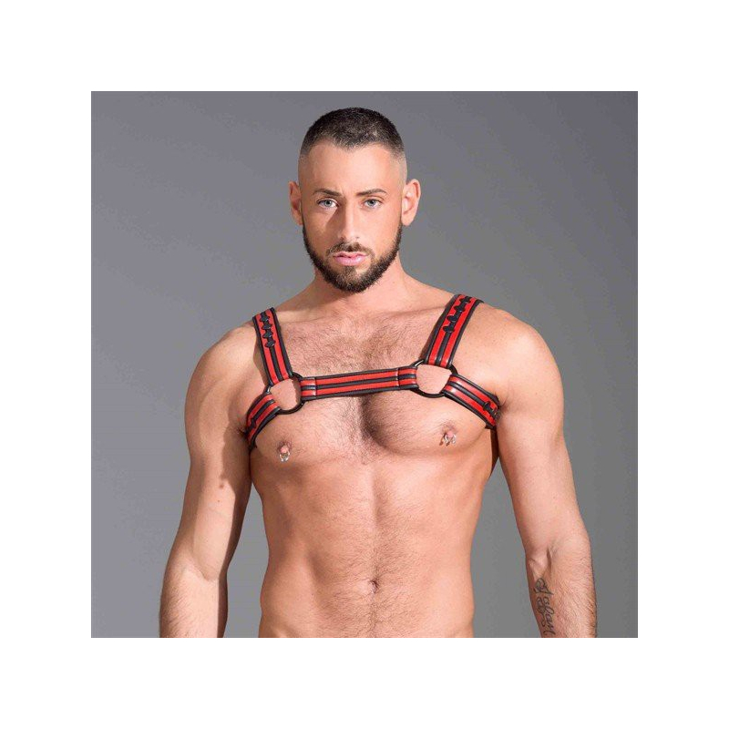 harnais en neoprene rouge noir 2