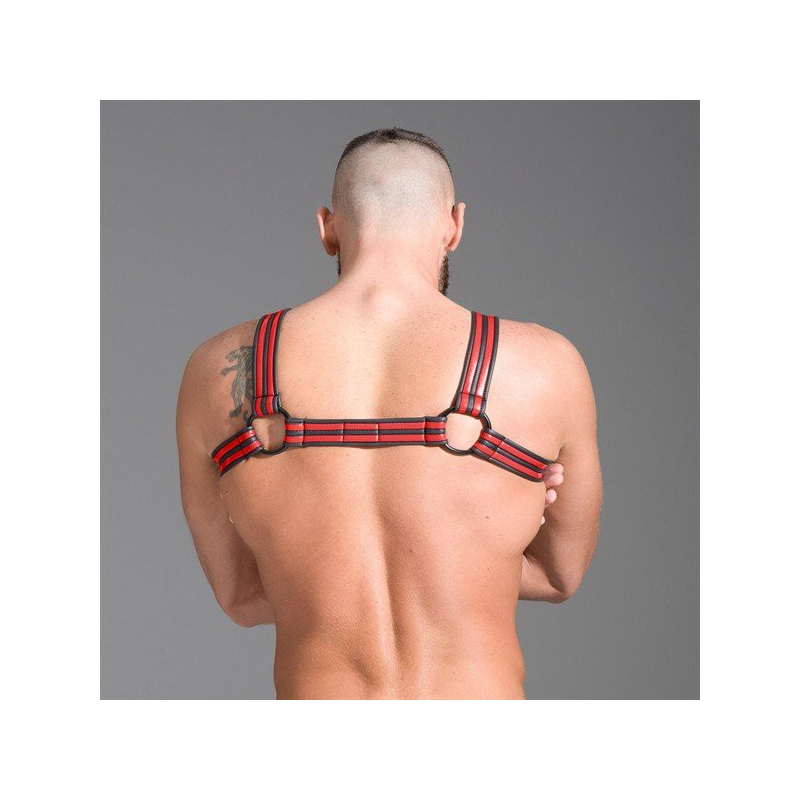 harnais en neoprene rouge noir 3