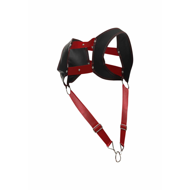 harnais et cockring dngeon noir rouge 7