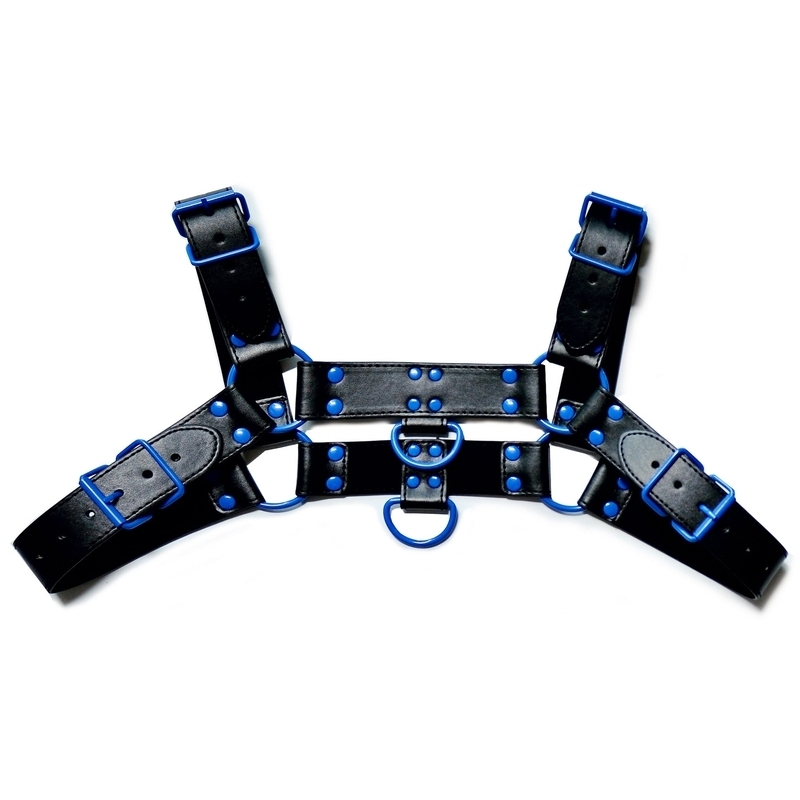 harnais fetish oros noir bleu 2