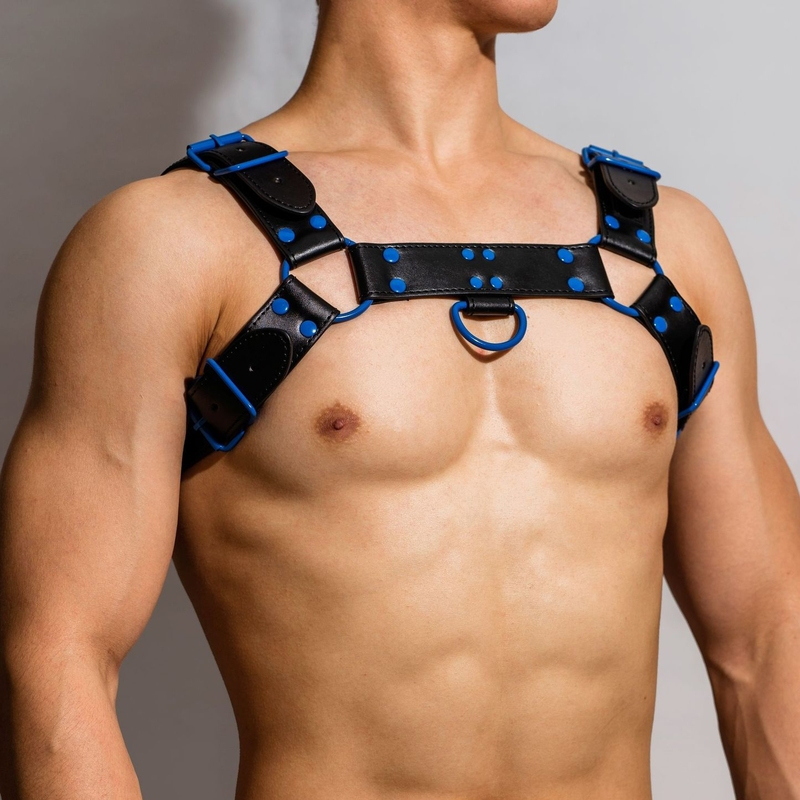 harnais fetish oros noir bleu 3