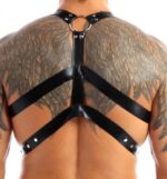 harnais lanieres fines thin chest simili noir 1