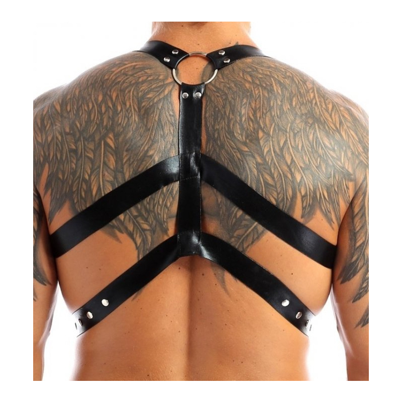 harnais lanieres fines thin chest simili noir 1