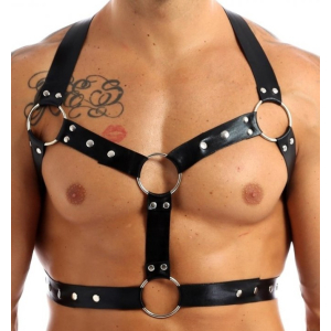 harnais lanieres fines thin chest simili noir