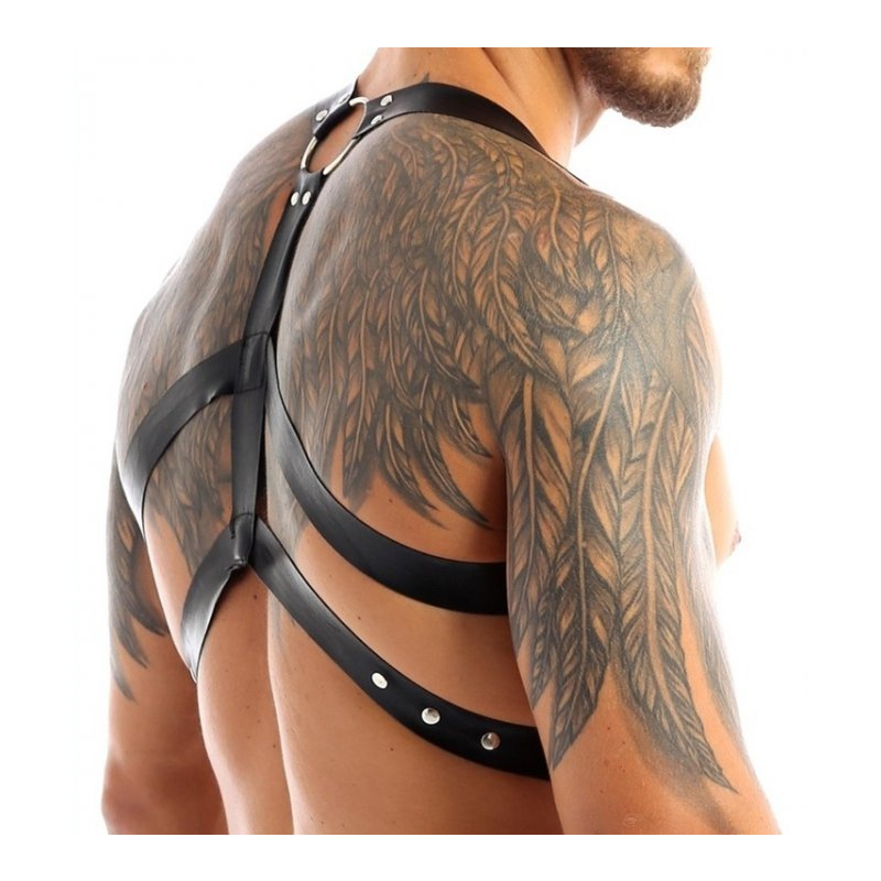 harnais lanieres fines thin chest simili noir 4
