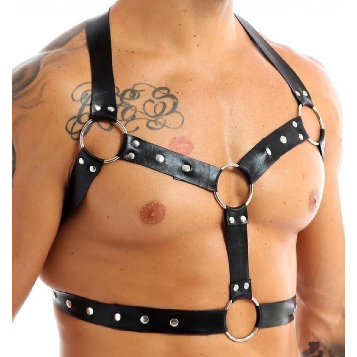 harnais lanieres fines thin chest simili noir 8