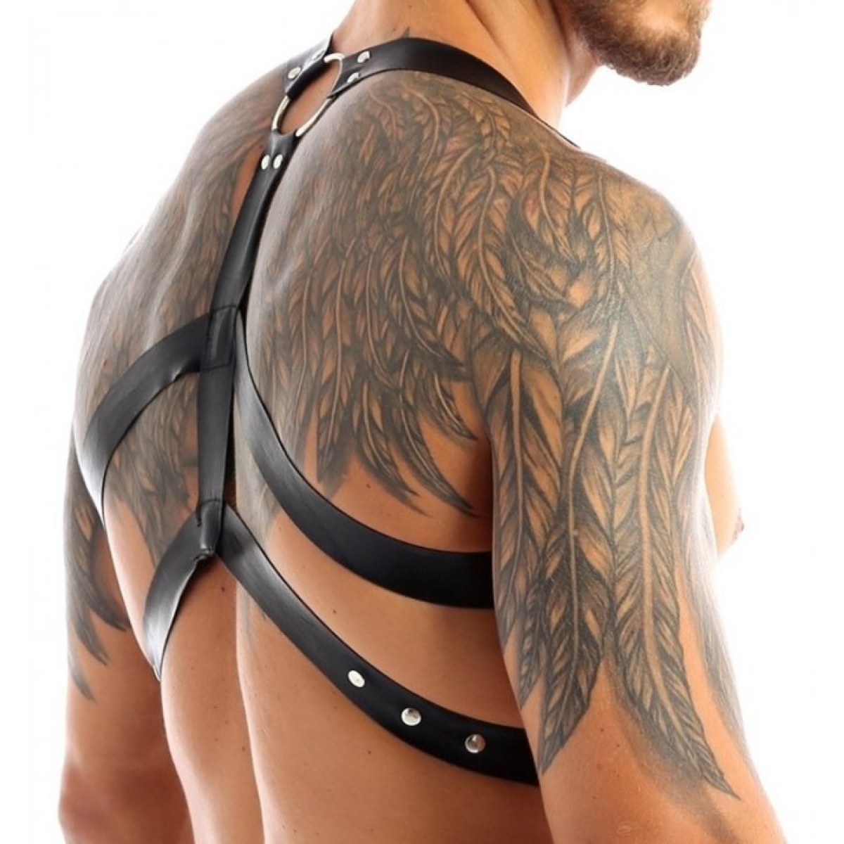 harnais lanieres fines thin chest simili noir 9