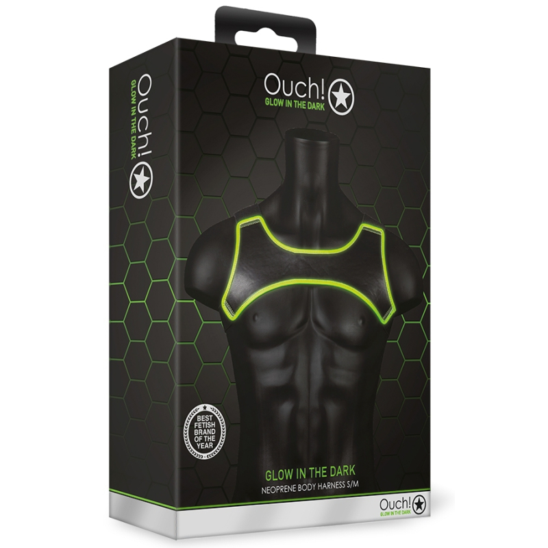 harnais neoprene phosphorescent glow shoulder noir vert neon 1