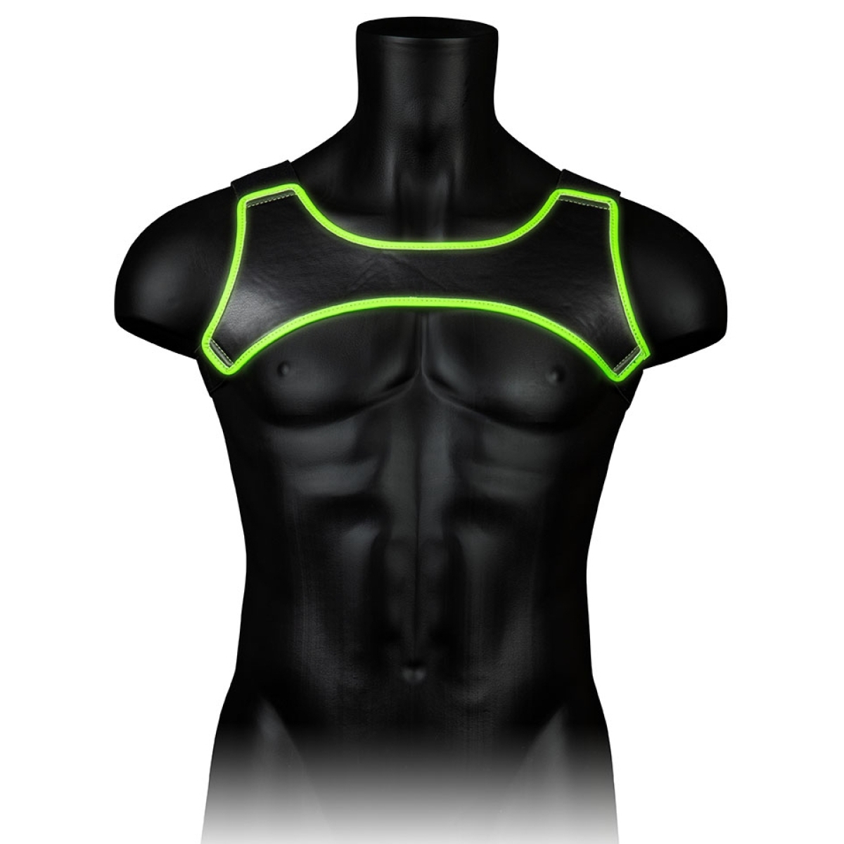 harnais neoprene phosphorescent glow shoulder noir vert neon