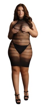 high lace neck net mini dress 2
