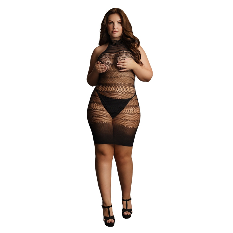 high lace neck net mini dress 2