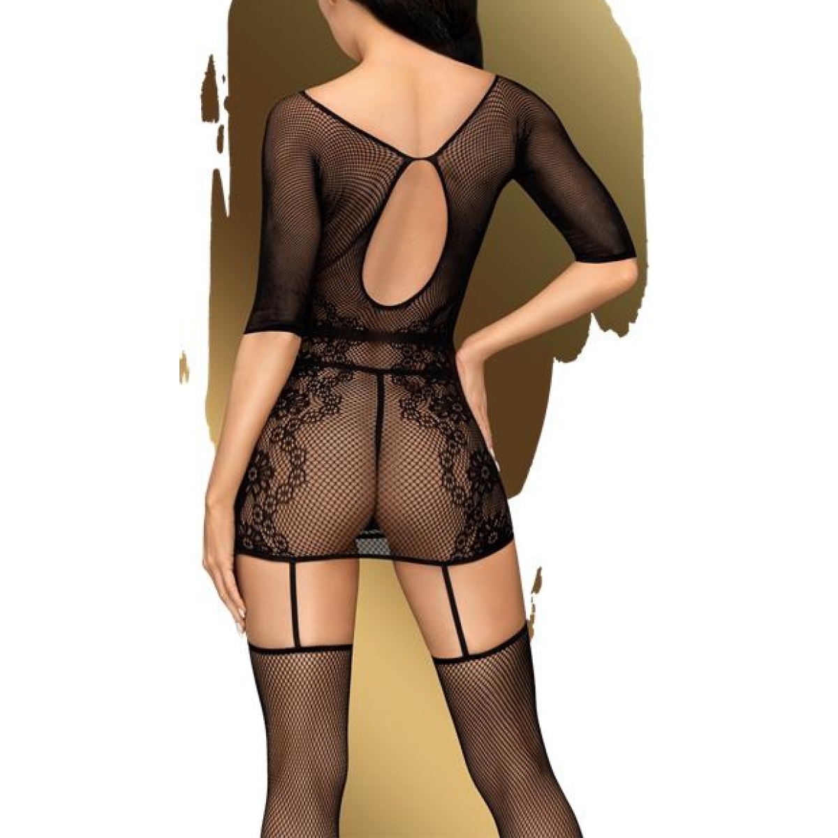 high stakes mesh dress with garter 1