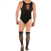 hot sleeveless cupless men mesh teddy with stockings 3