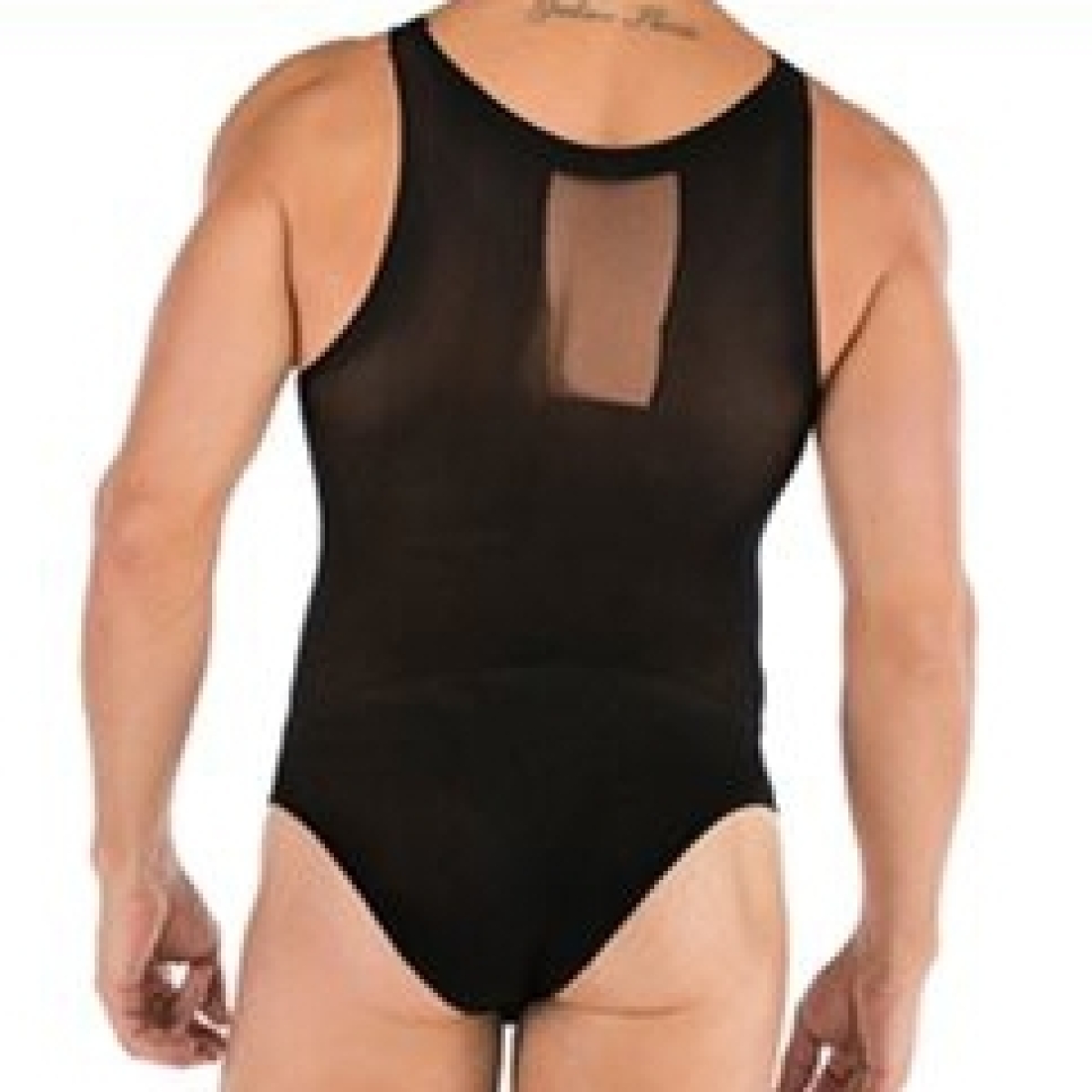 hot sleeveless cupless men mesh teddy with stockings 4