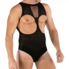 hot sleeveless cupless men mesh teddy with stockings 5