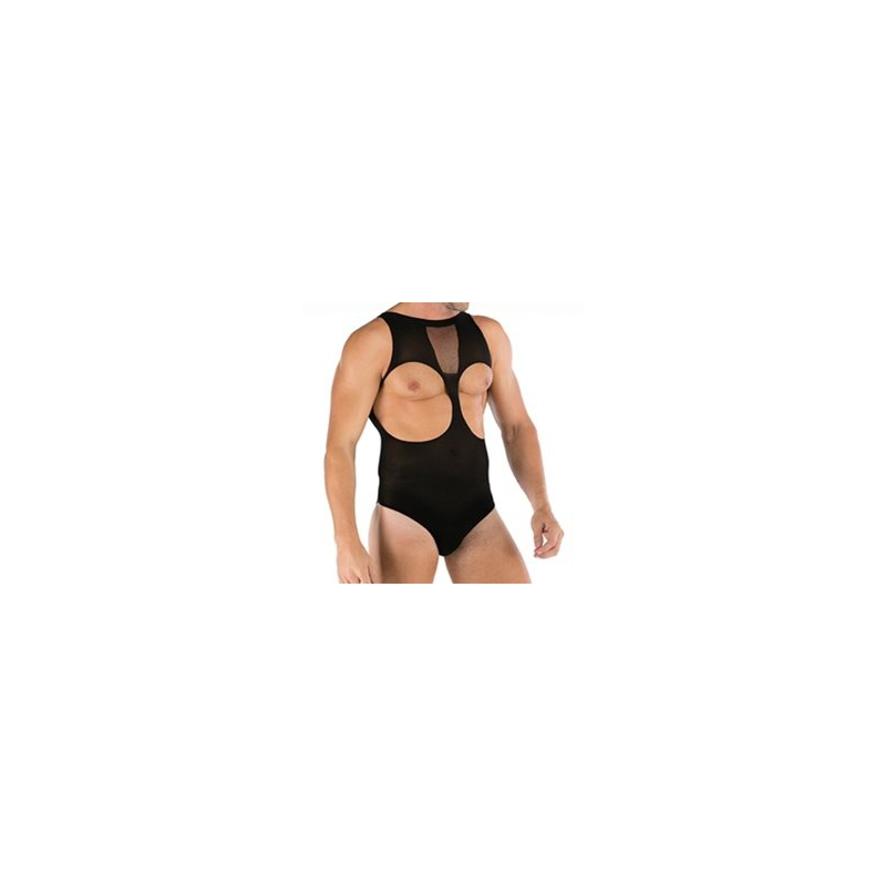 hot sleeveless cupless men mesh teddy with stockings 5