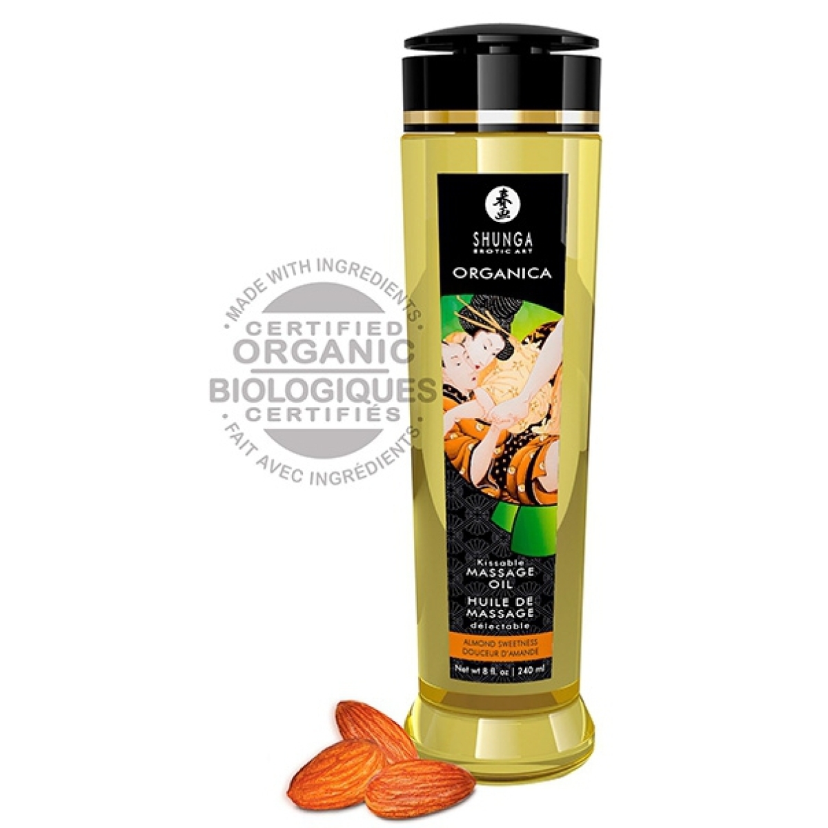 huile de massage bio kissable amande douce 240ml