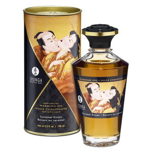 huile de massage chauffante aphrodisiaque baisers au caramel 100ml