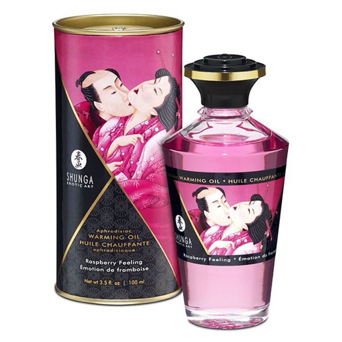 huile de massage chauffante aphrodisiaque emotion de framboise 100 ml