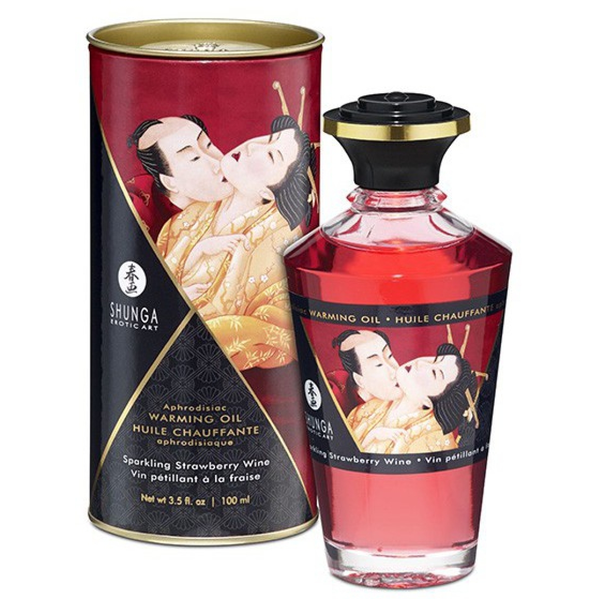 huile de massage chauffante aphrodisiaque vin petillant a la fraise 100 ml