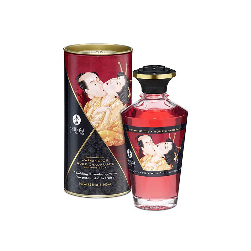 huile de massage chauffante aphrodisiaque vin petillant a la fraise 100 ml