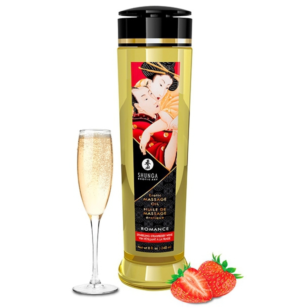 huile de massage romance vin petillant a la fraise