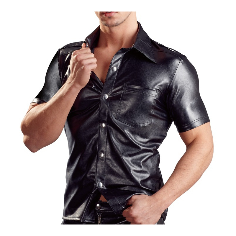 imitat leather men s shirt