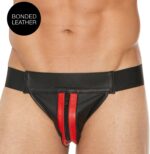 jockstrap avec zip striped front noir rouge scaled