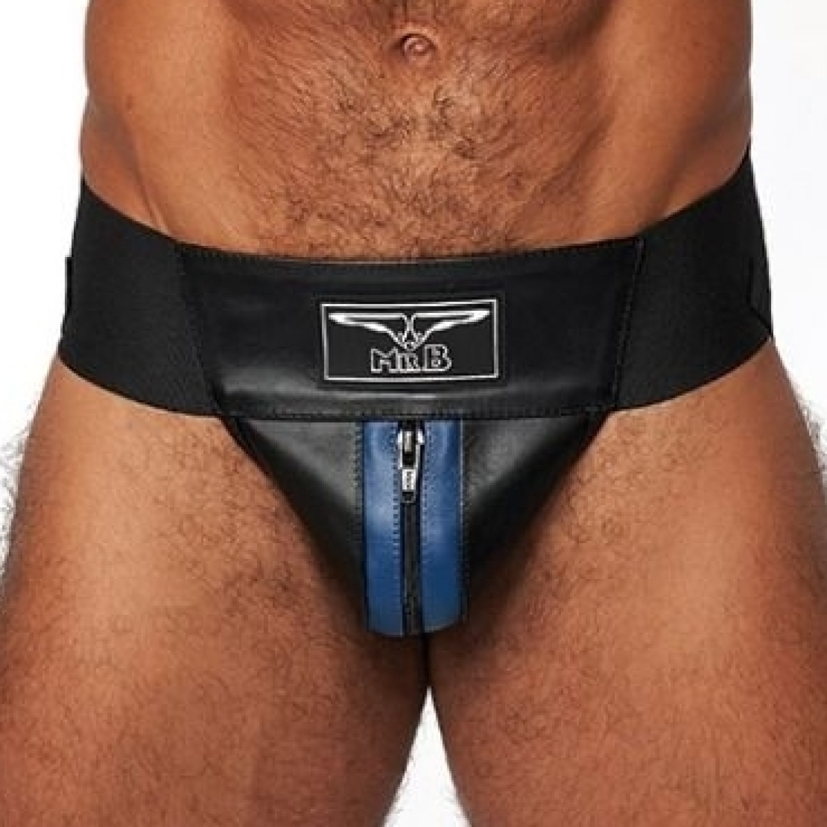 jockstrap en cuir mister b noir bleu