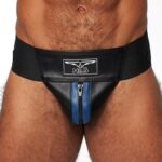 jockstrap en cuir mister b noir bleu