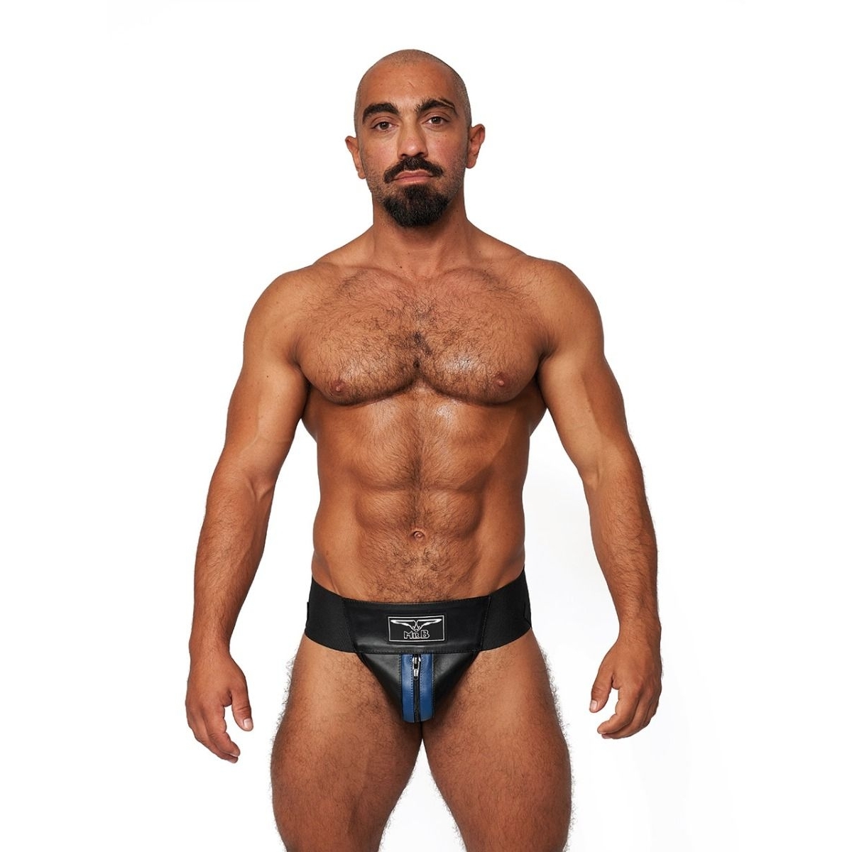 jockstrap en cuir mister b noir bleu 2