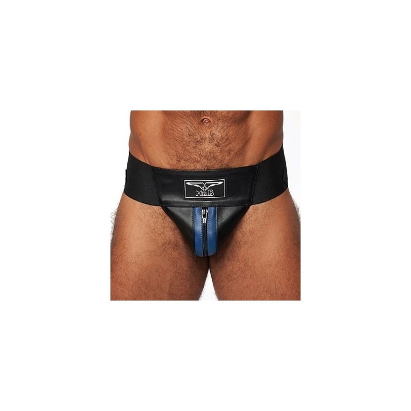 jockstrap en cuir mister b noir bleu