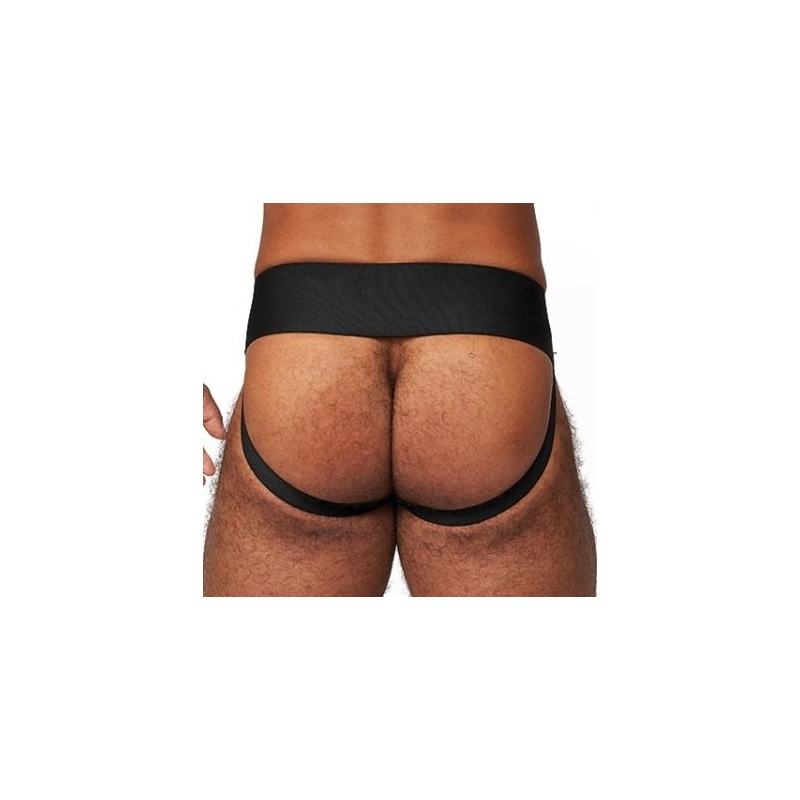 jockstrap en cuir mister b noir rouge 1