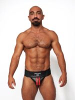 jockstrap en cuir mister b noir rouge 2
