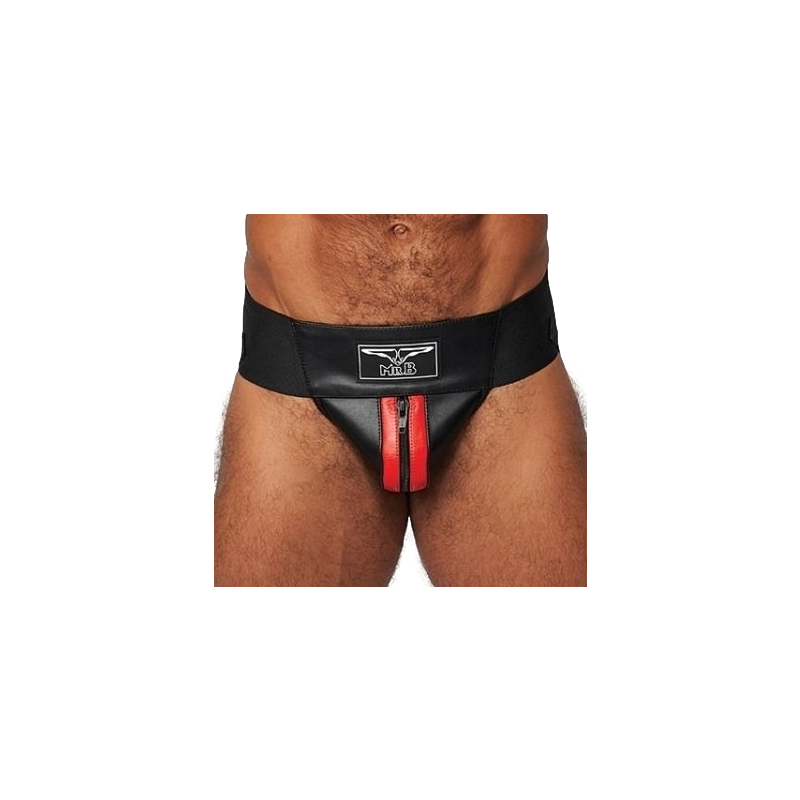 jockstrap en cuir mister b noir rouge