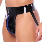 jockstrap en latex xrub avec zip noir bleu 2
