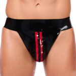 jockstrap en latex xrub avec zip noir rouge
