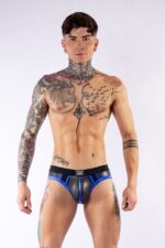 jockstrap en neoprene jock brief mr b noir bleu 2