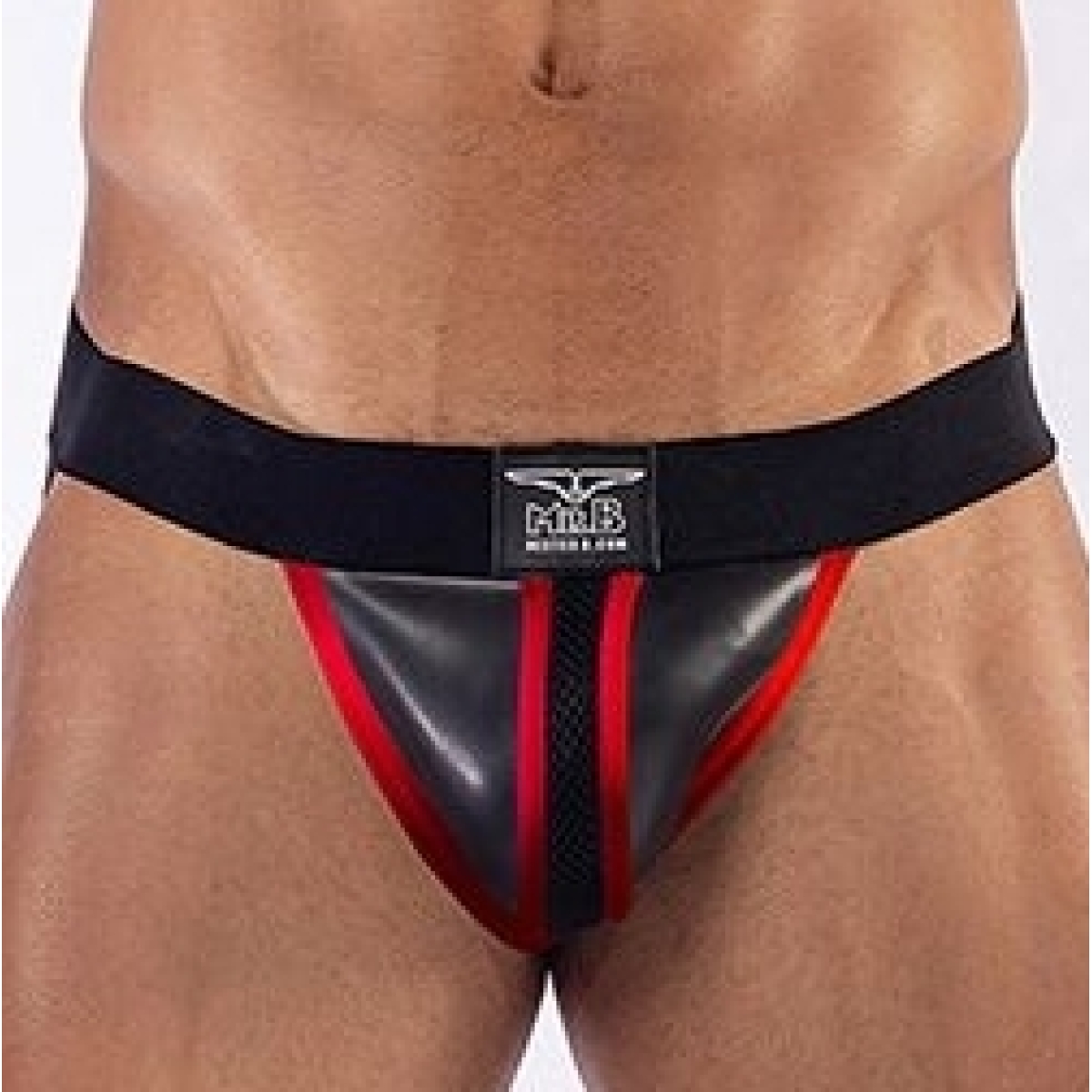 jockstrap en neoprene mister b noir rouge