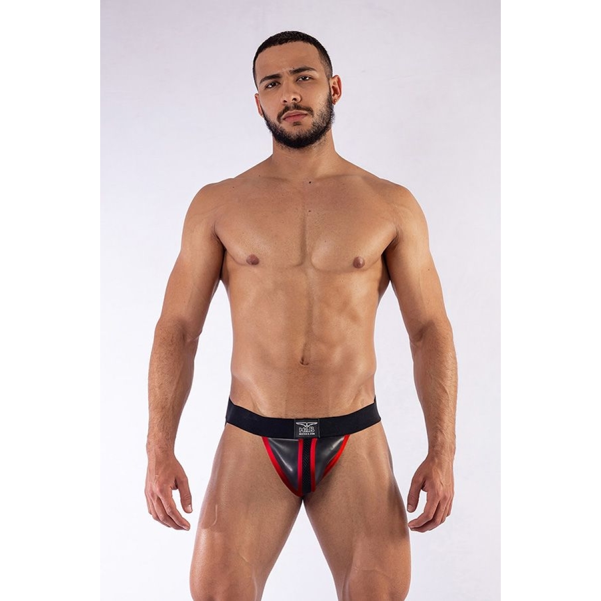 jockstrap en neoprene mister b noir rouge 2