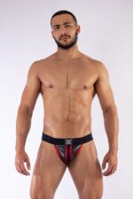 jockstrap en neoprene mister b noir rouge 2
