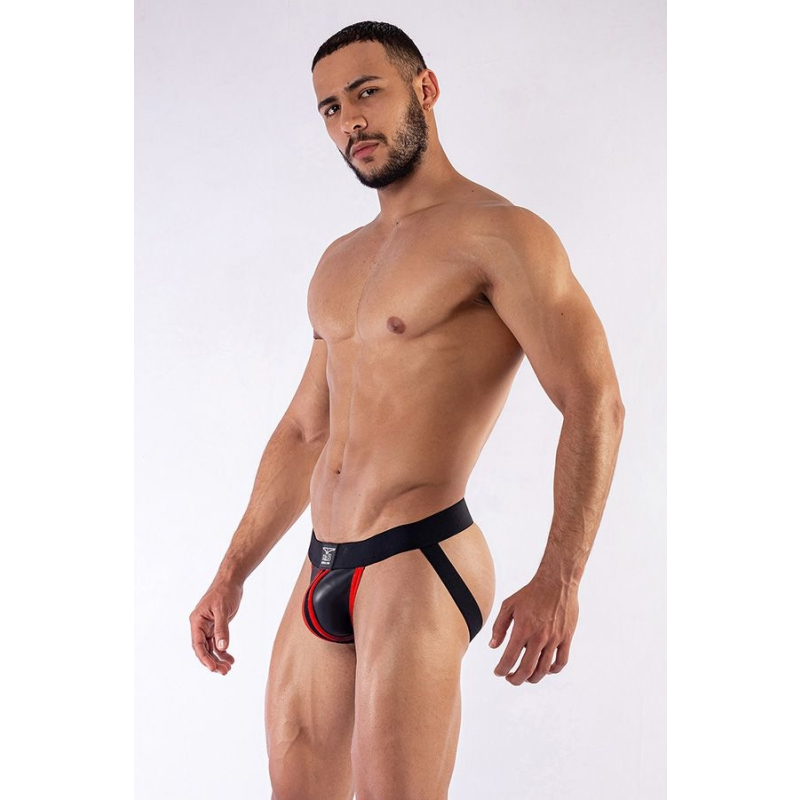 jockstrap en neoprene mister b noir rouge 3