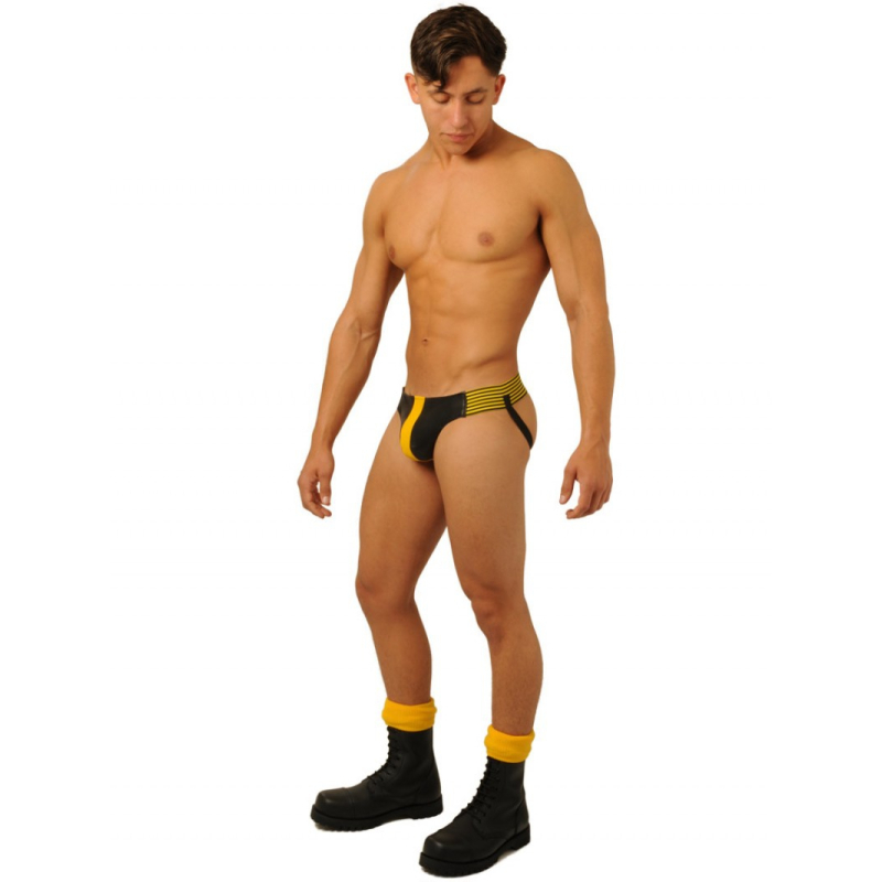 jockstrap fist leather jaune 4