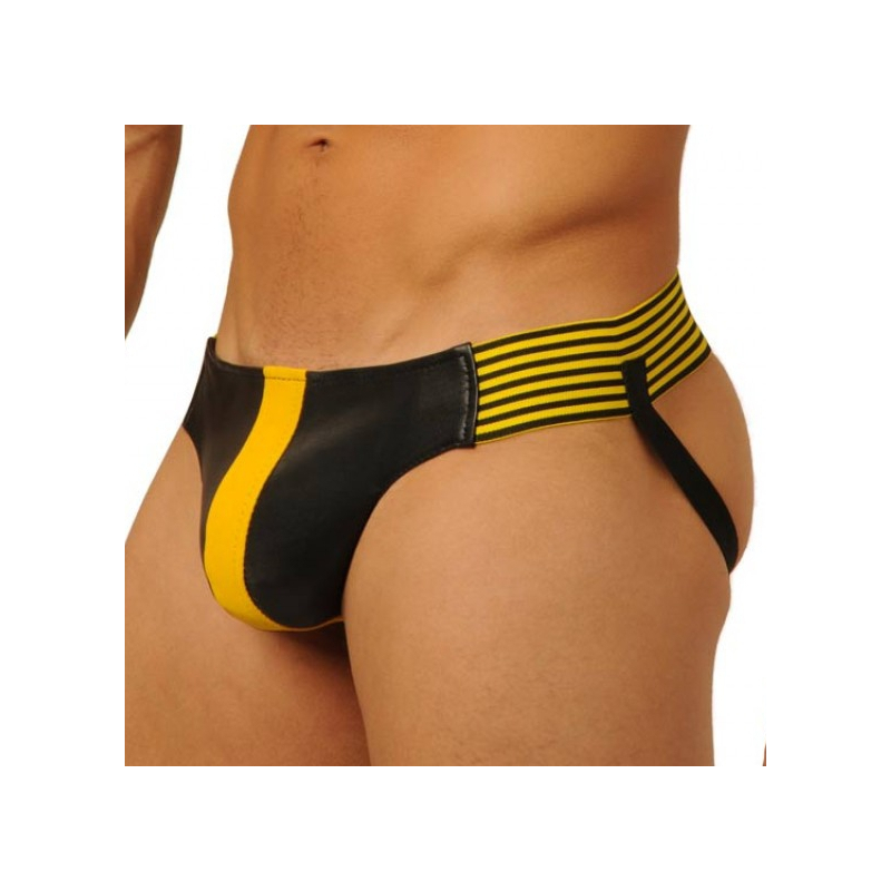 jockstrap fist leather jaune